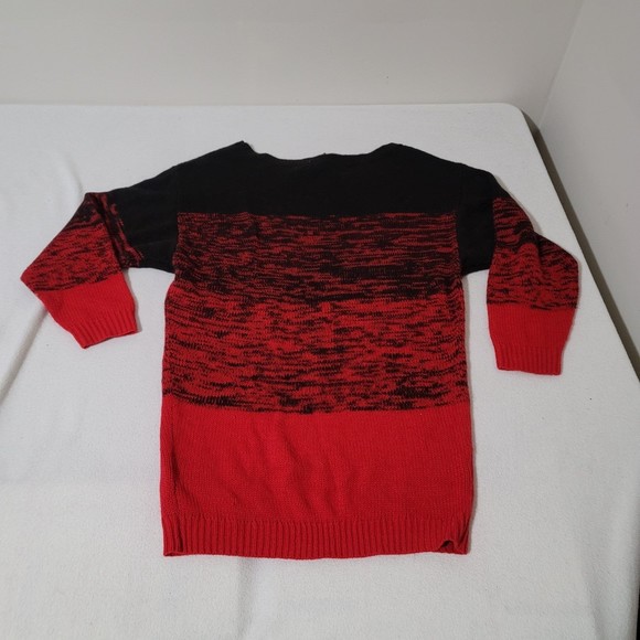 H&M Oversized Sweater Knit Colorblock Ombre Red Black xs - Picture 4 of 10